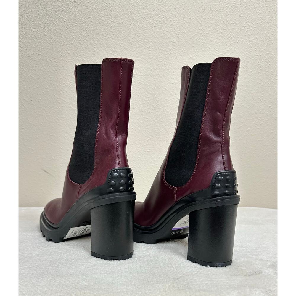 Tod’s Burgundy Leather Chunky Heel Chelsea Boots - Women’s EU 37 - US 7 - Picture 7 of 8